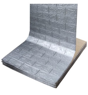 Самоклеюча декоративна 3D панель під цеглу срібло в рулоні 3080x700x3мм